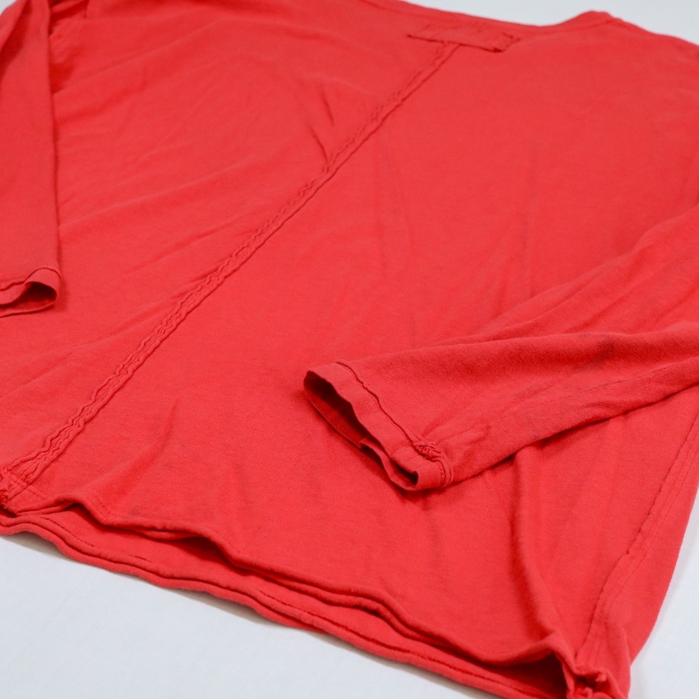 We The Free Long Sleeve T-Shirt Womens Medium Red Oversized Raw Hem Cotton Tee - Picture 5 of 13